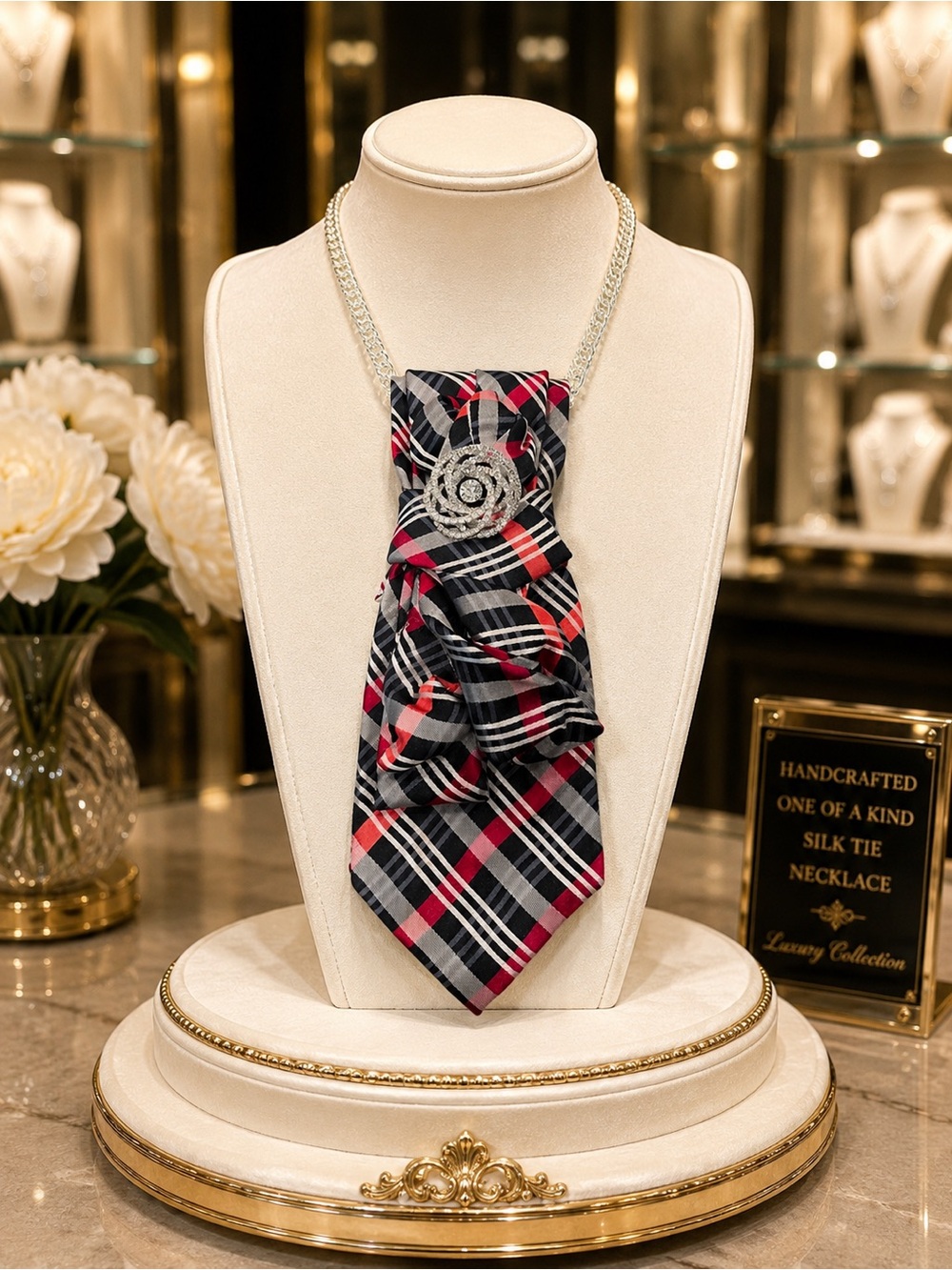 One-of-a-Kind Handcrafted 100% Silk Tie Necklace | Bold Statement Jewelry